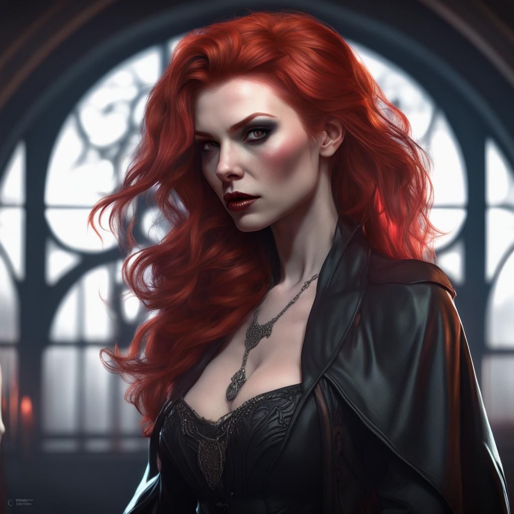 Modern Goth Vampire Portrait in Hyperdetailed Style