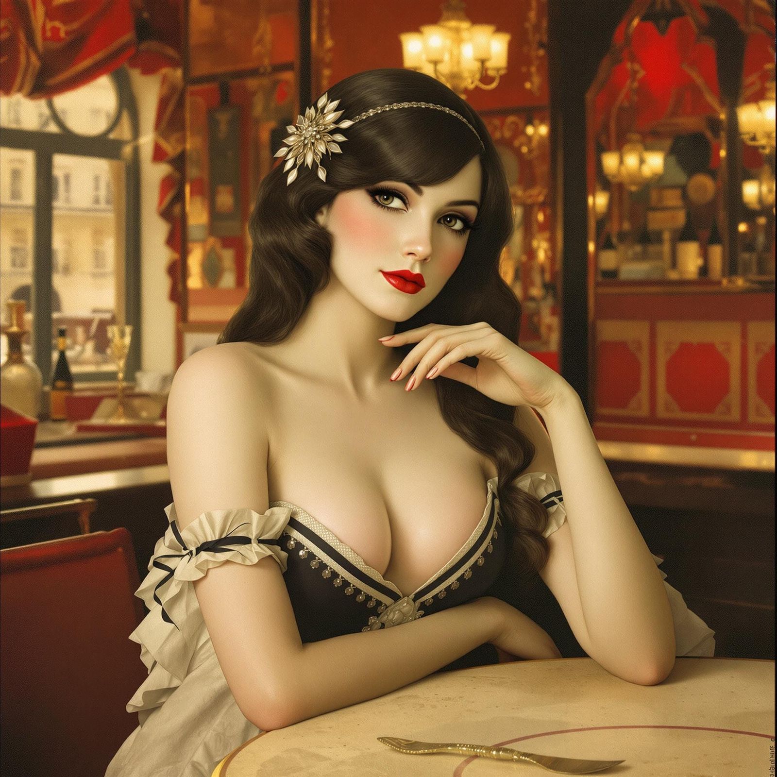 1920s Portrait of a French Ingenue in Art Deco Style