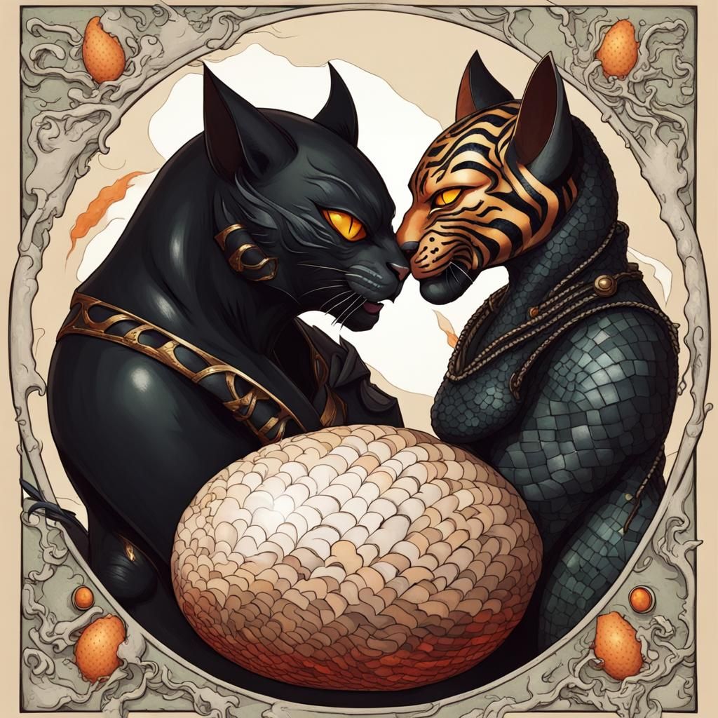 Entwined Tiger and Scorpion Lovers in Dragon Eggs