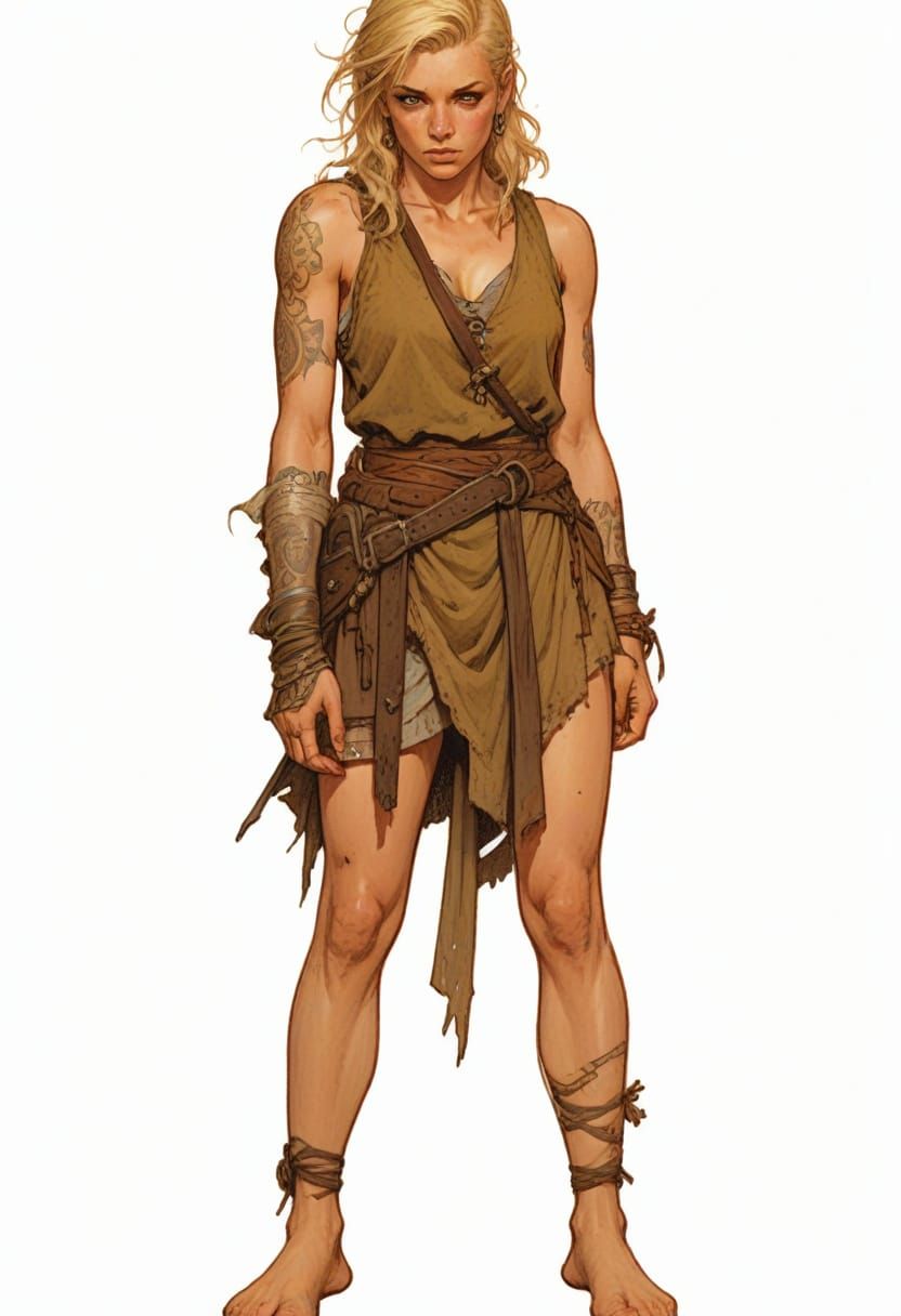 Tattooed Village Girl in Boris Vallejo Style