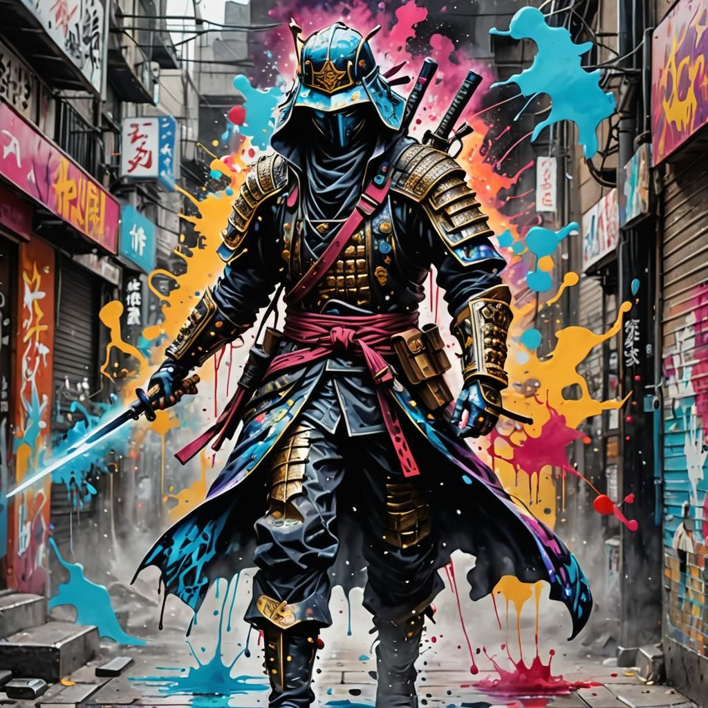 Astral Graffiti Samurai Warrior Street Art