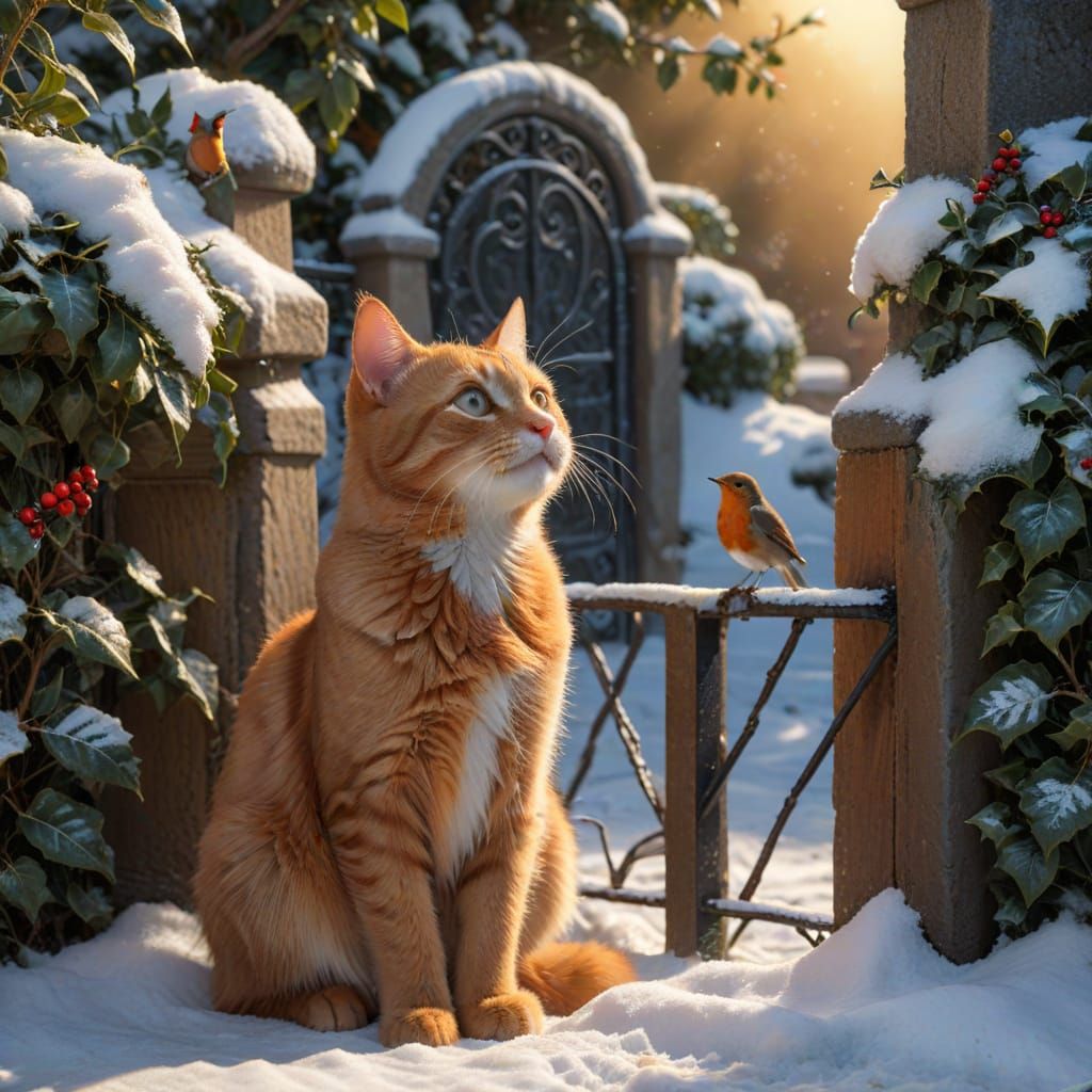 Photorealistic Orange Tabby Cat by Snowy Holly Gate