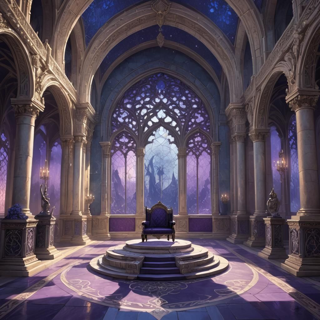 Empty Fantasy Throne Room in Gothic Style