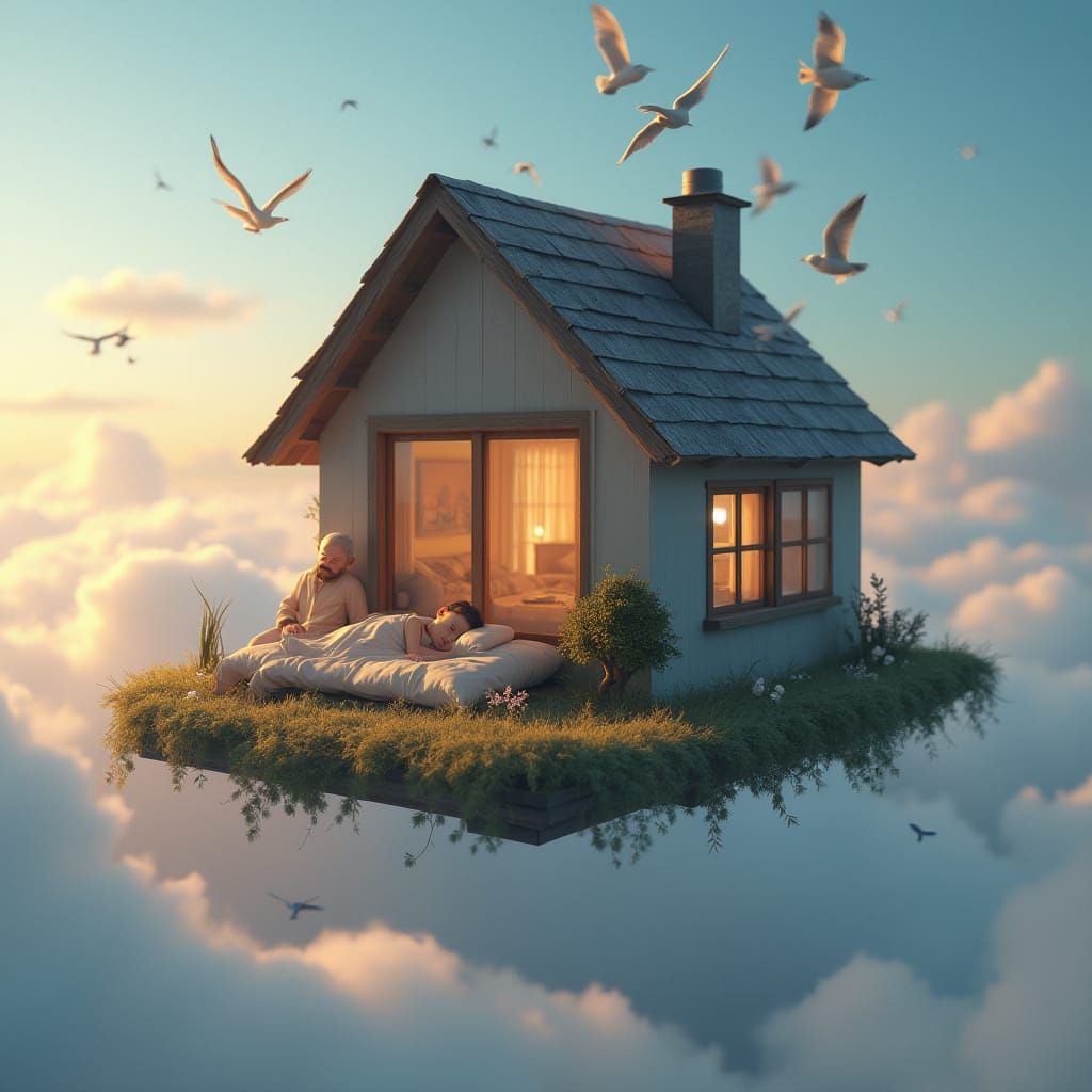 Floating Home in the Sky: A 3D Render
