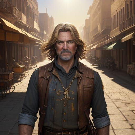 Western Hero in Vibrant Sunset