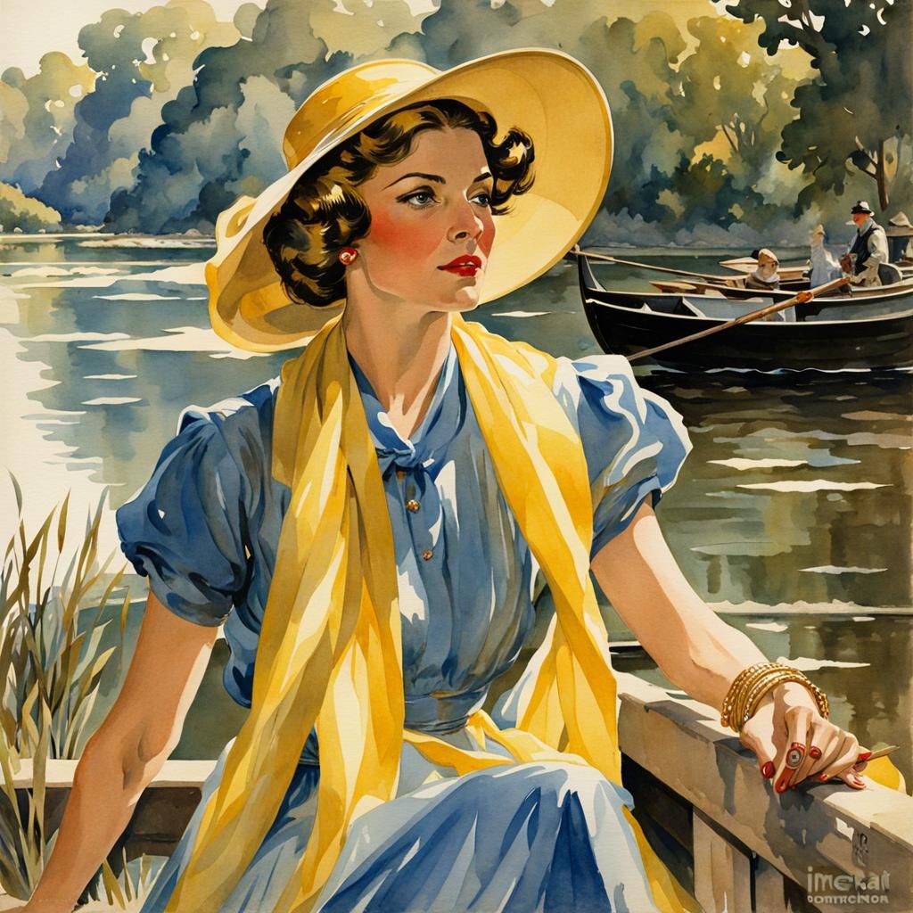 Riverbank Beauty Inspired by Golden Age Illustration