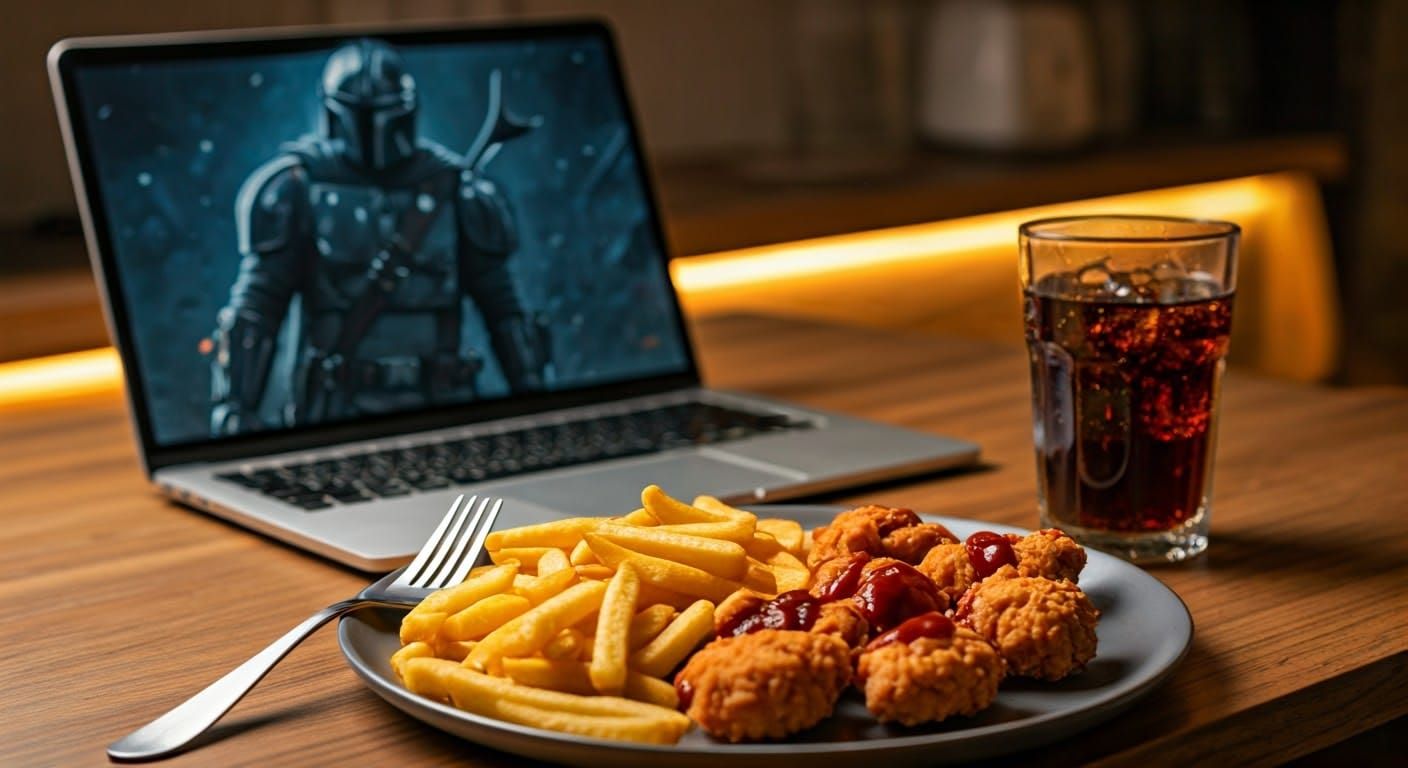 Cozy Kitchen with Chicken Nuggets, Cinematic Realism