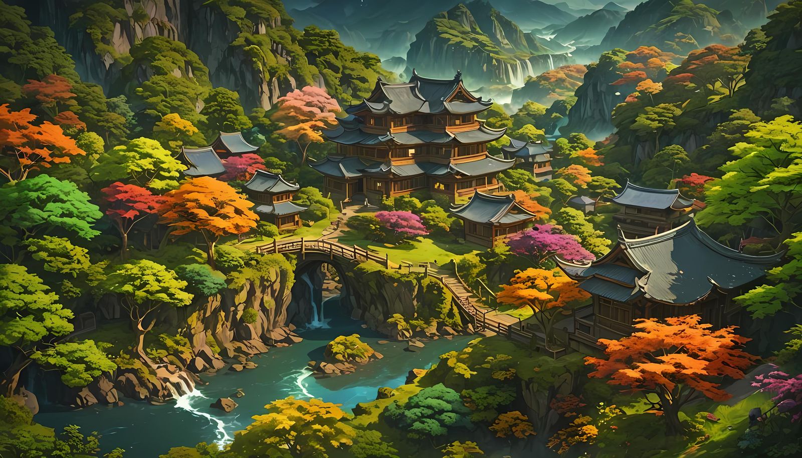 Vivid Anime Dreamscape in Deep Color