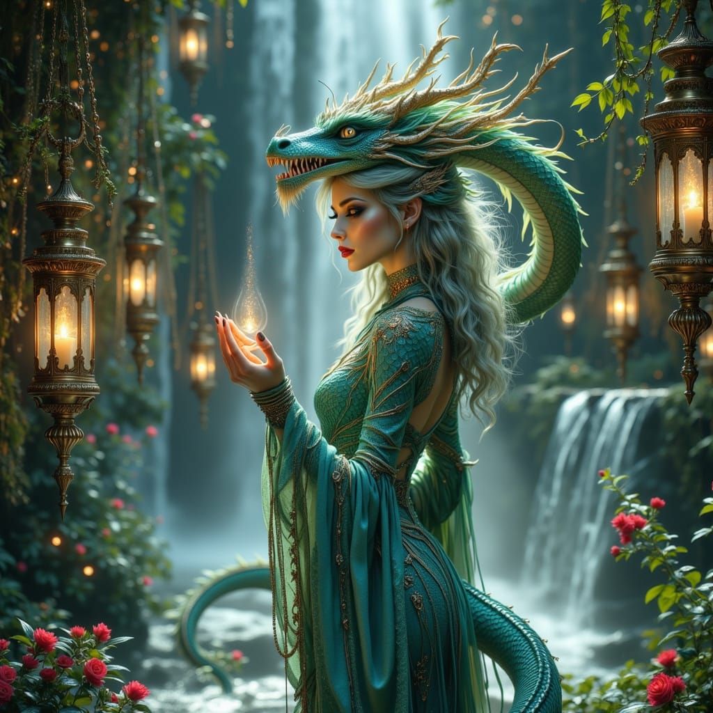 Dragon Priestess Dancing in Morning Light