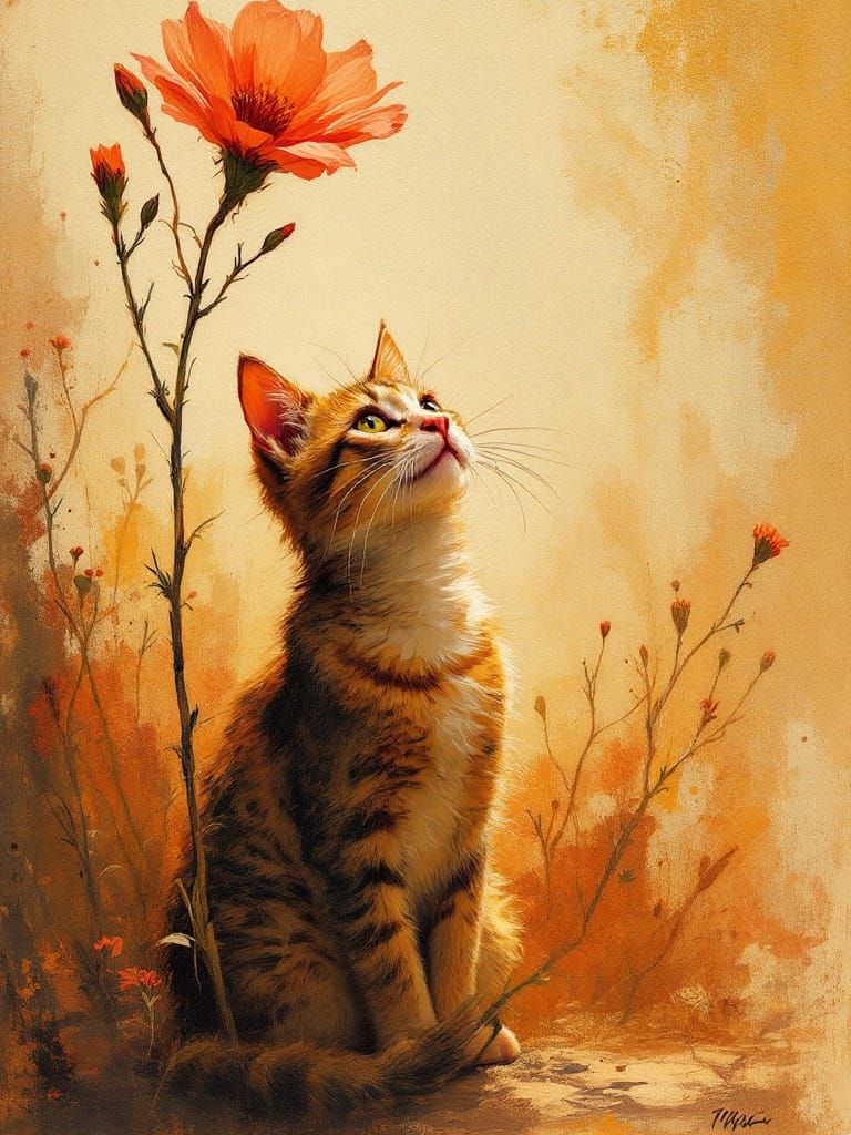 Kitten's Golden Hour Gaze in Seville Light