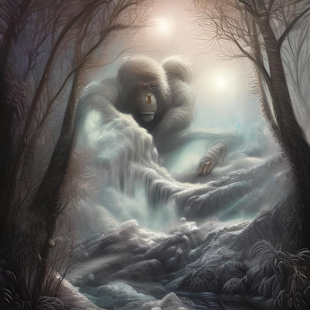 Gorilla's Winter Wonderland in Childlike Crayon Style