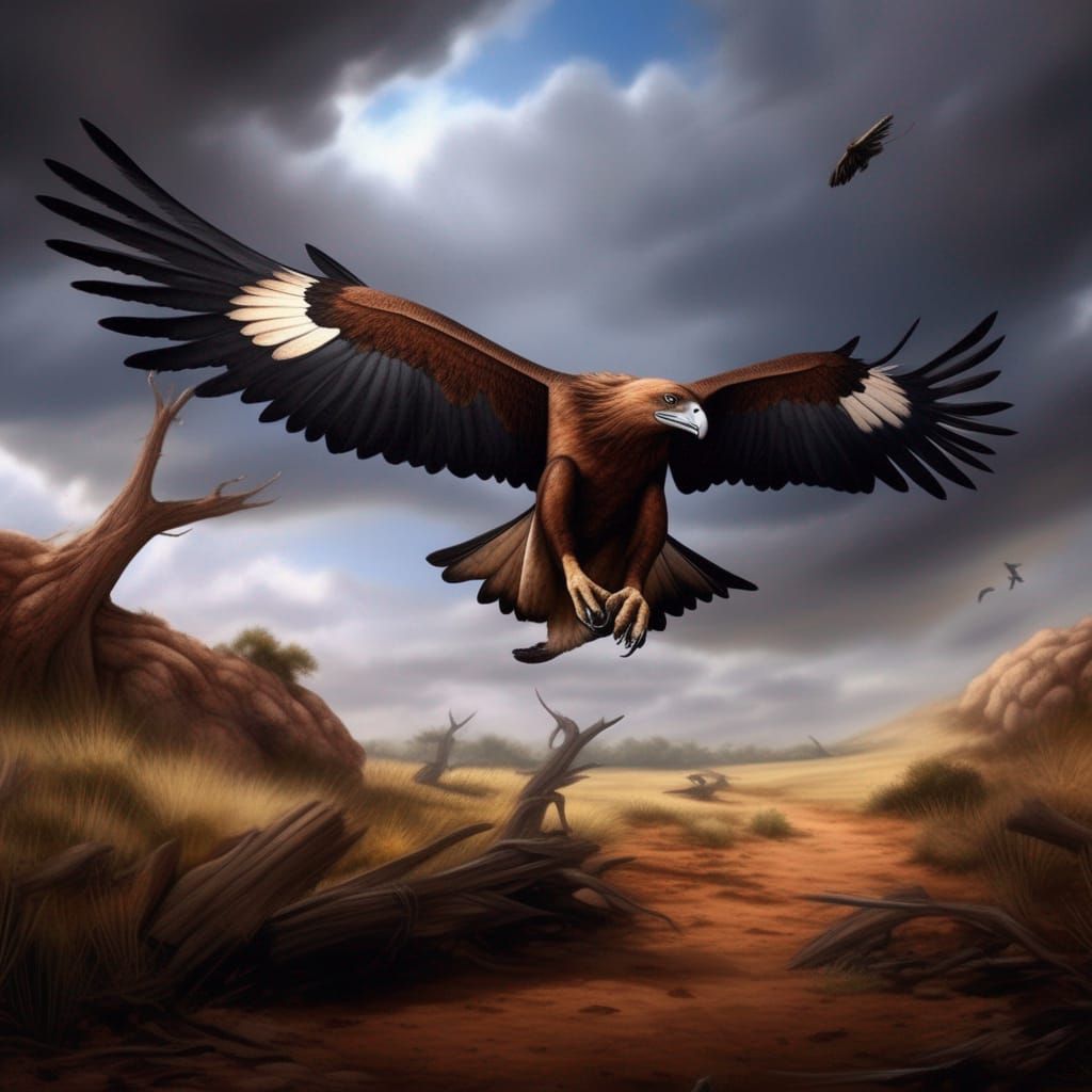 Wedge-Tailed Eagle Hunting a Rabbit