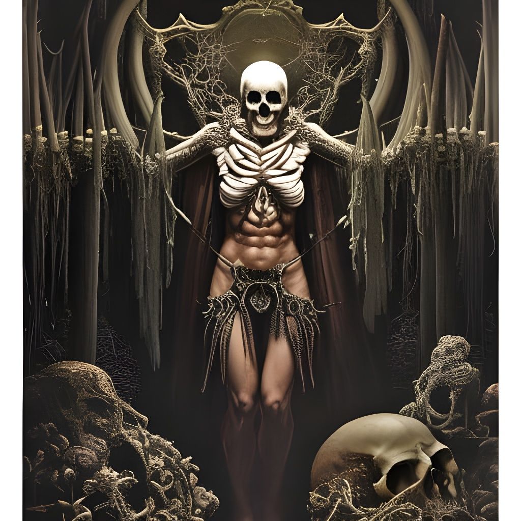 Charon on the River Styx in Skull Punk Style