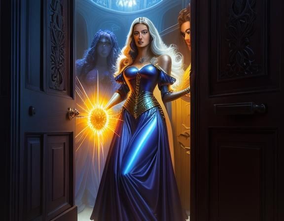 Woman in Doorway: Dark Fantasy Hyperrealism