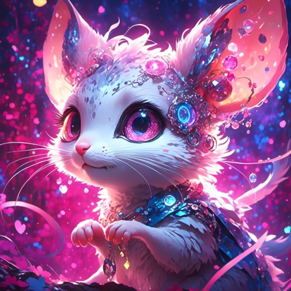 Cyberpunk Mouse Portrait with Neon Lights