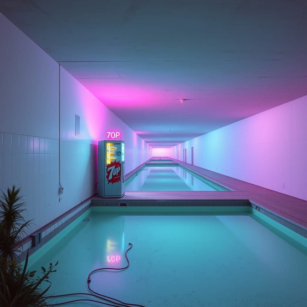 Retrofuturistic Liminal Oasis at Dusk