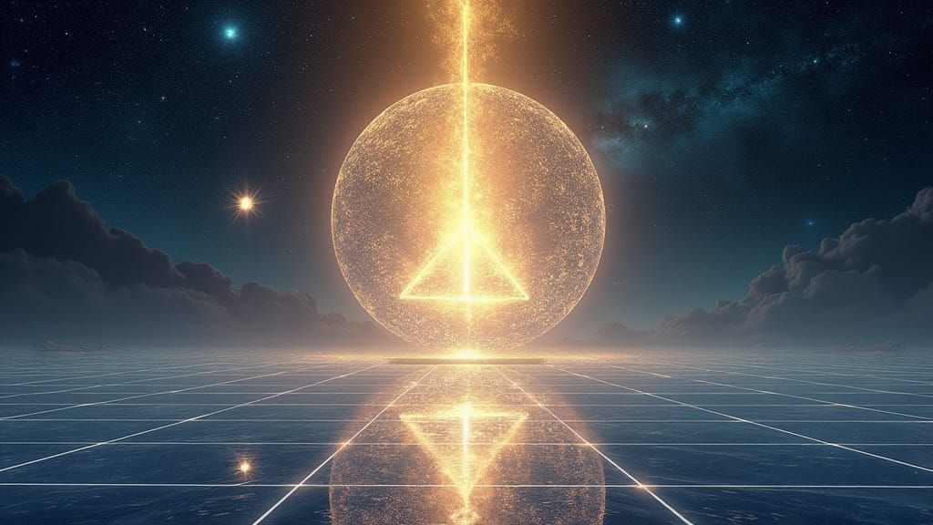 Surreal Cosmic Landscape with Radiant Philosopher's Stone