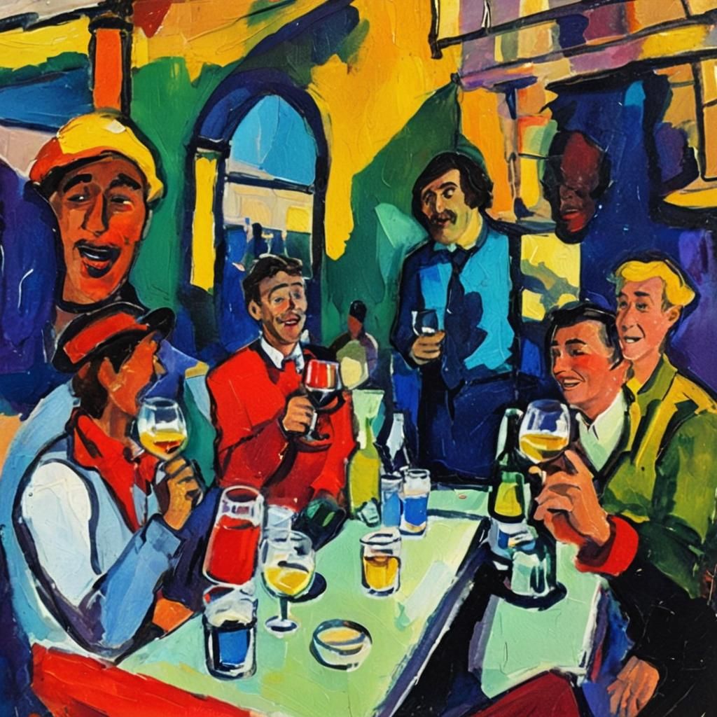 Comedian at Beerfest: Vibrant Oil Painting Portrait