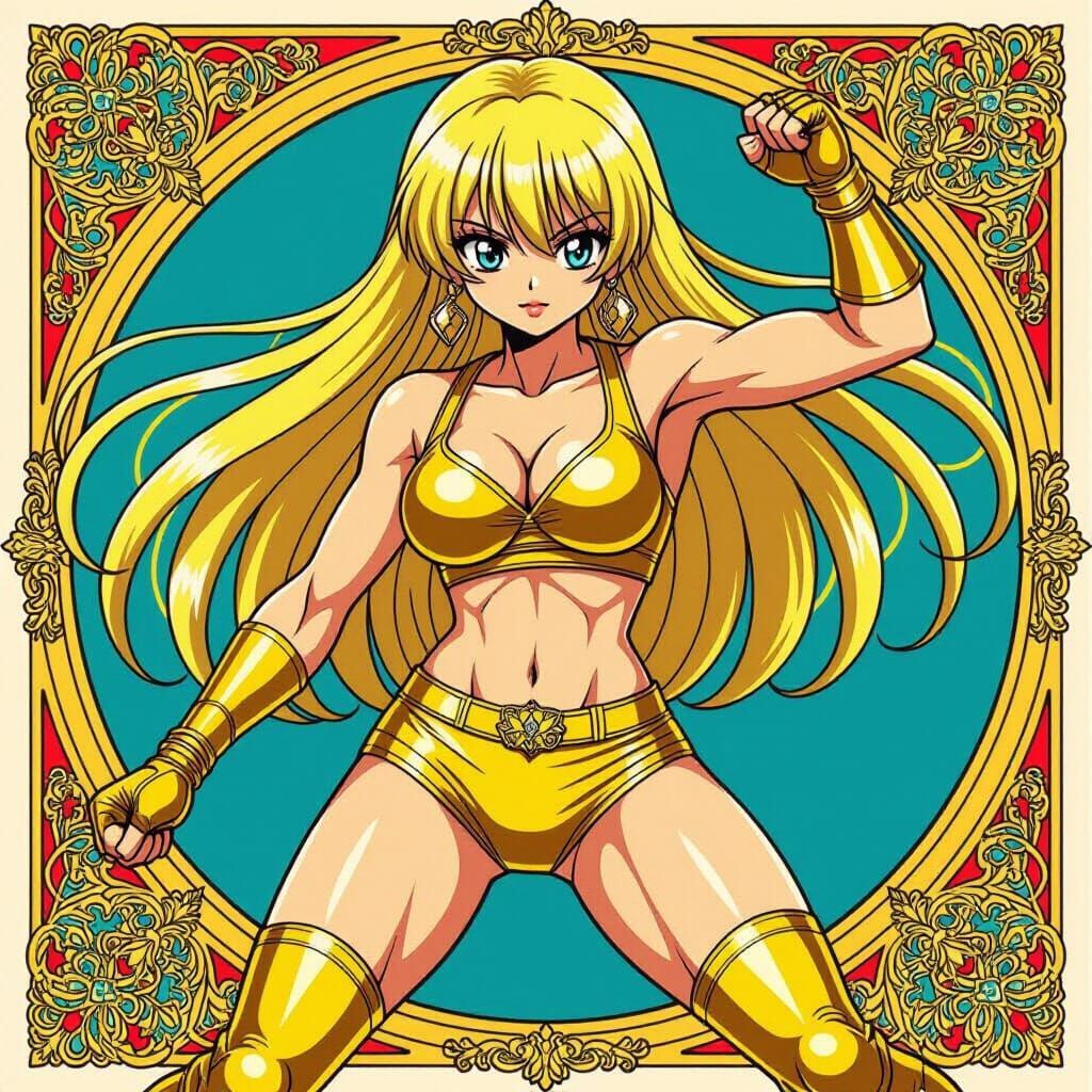 Anime Wrestler in Dynamic Pose, Murakami & Jean Style