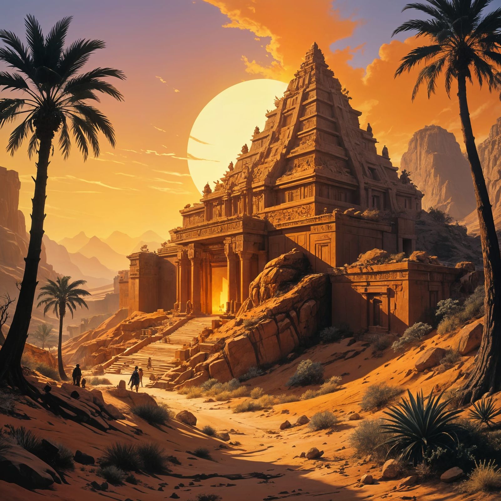 Ancient Temple in Vibrant Warm Colors