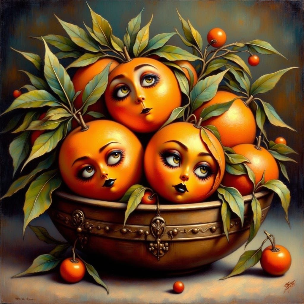 Whimsical Christmas Oranges in Warm, Golden Light