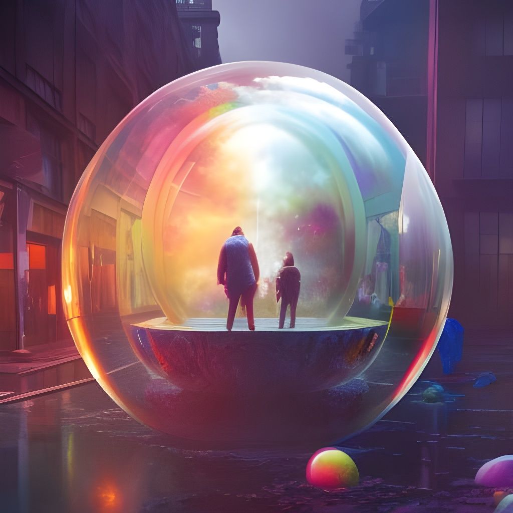 Epic Storm Inside Glass Bubble, Fantasy Art