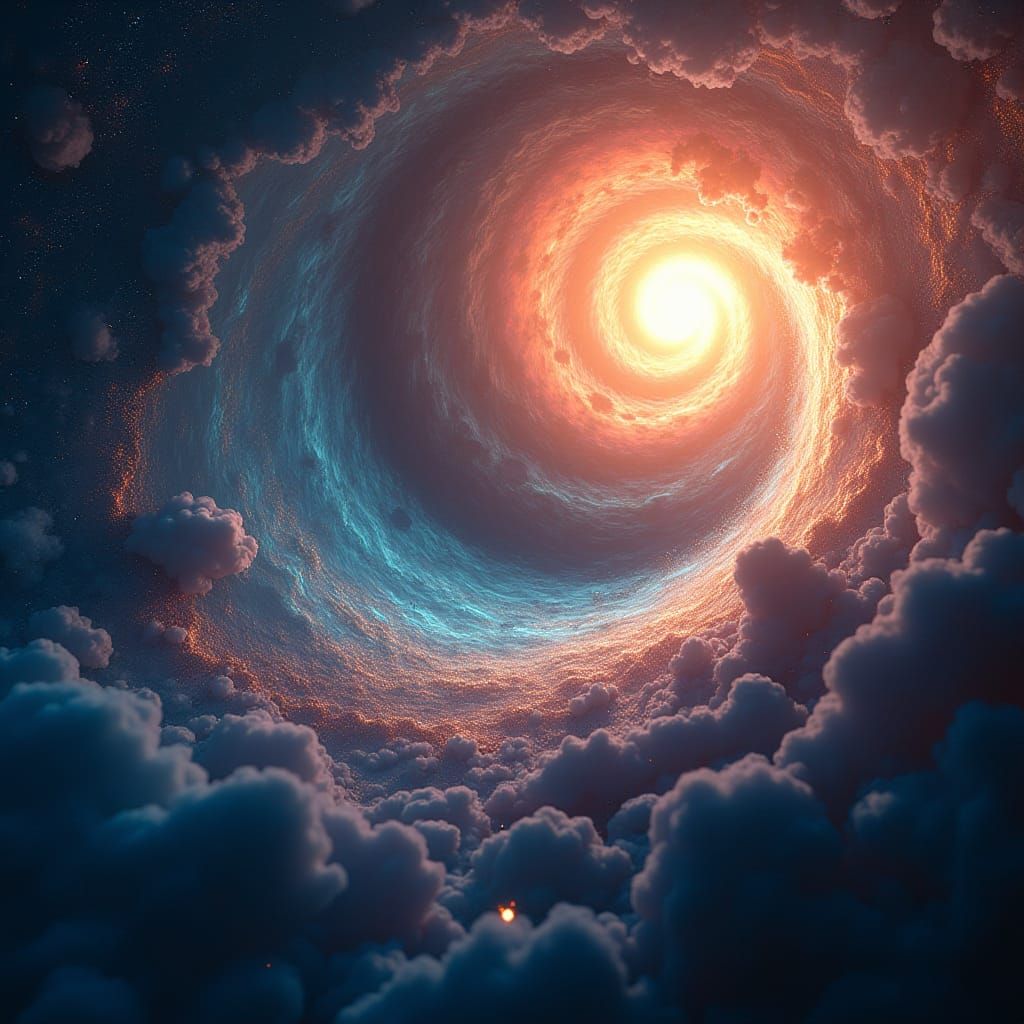 Iridescent Cosmic Vortex Between Sun and Jupiter