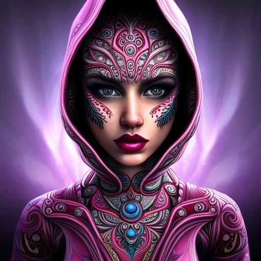 Cyberpunk Baby-Faced Girl Portrait in Ornate Detail