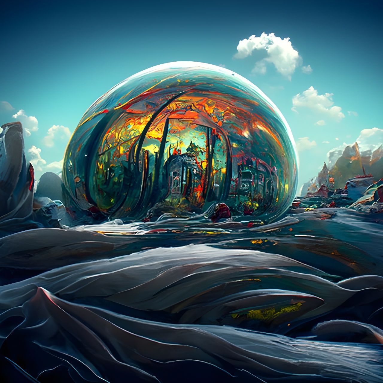 Ethereal Alternate Reality Inside a Bubble