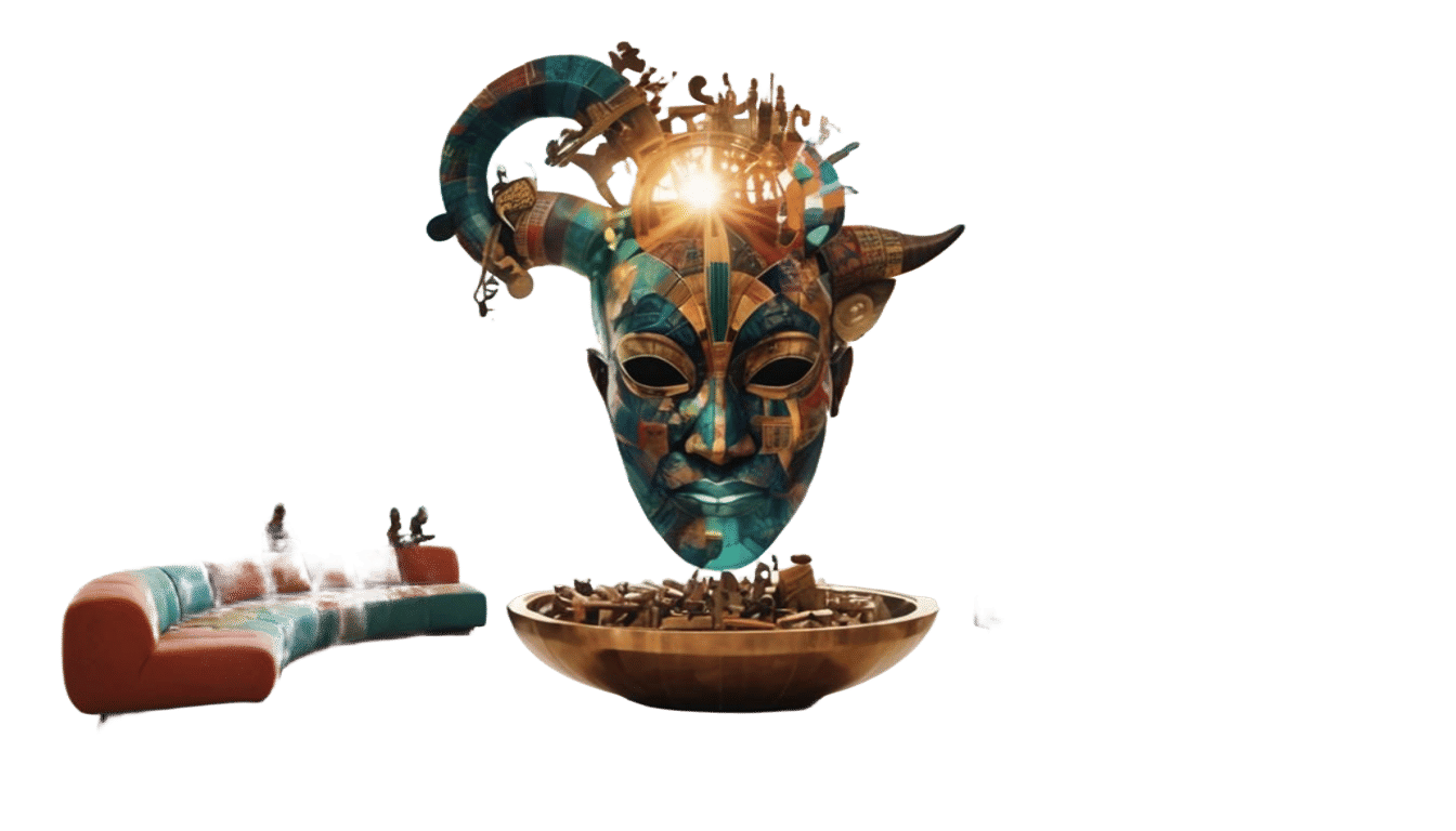 Vibrant Reggae Poster Art with Masked Figures