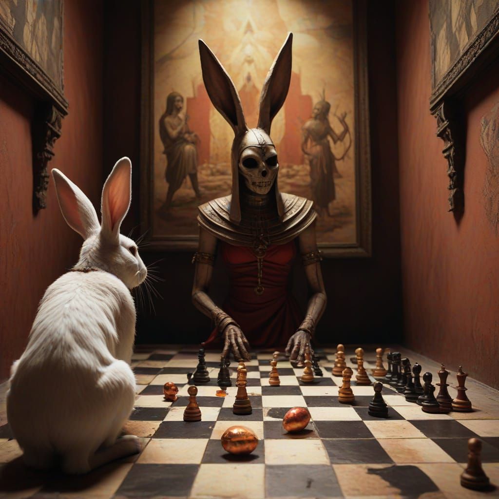 Easter bunny is playing chess