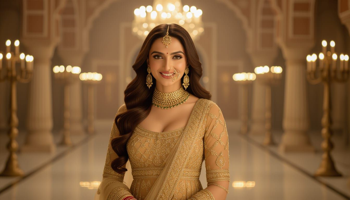 Cinematic Portrait of Bollywood Dance in Mughal Palace