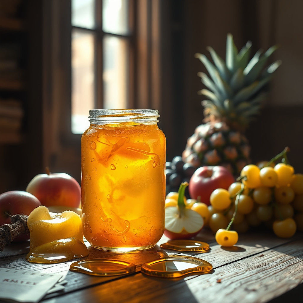 Honey and Fruits Still Life in Fantasy Style