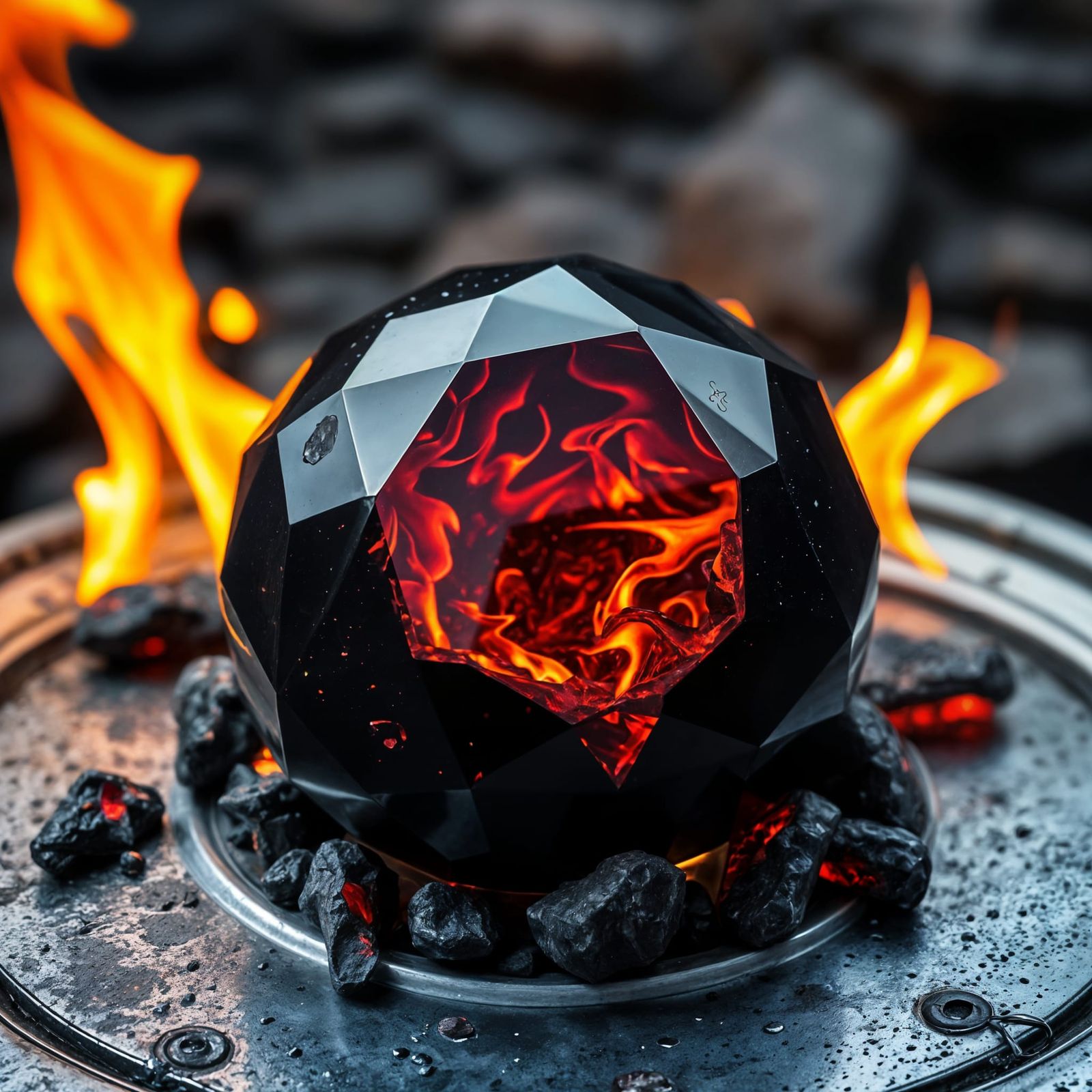 Glowing Ruby Amidst Fiery Embers