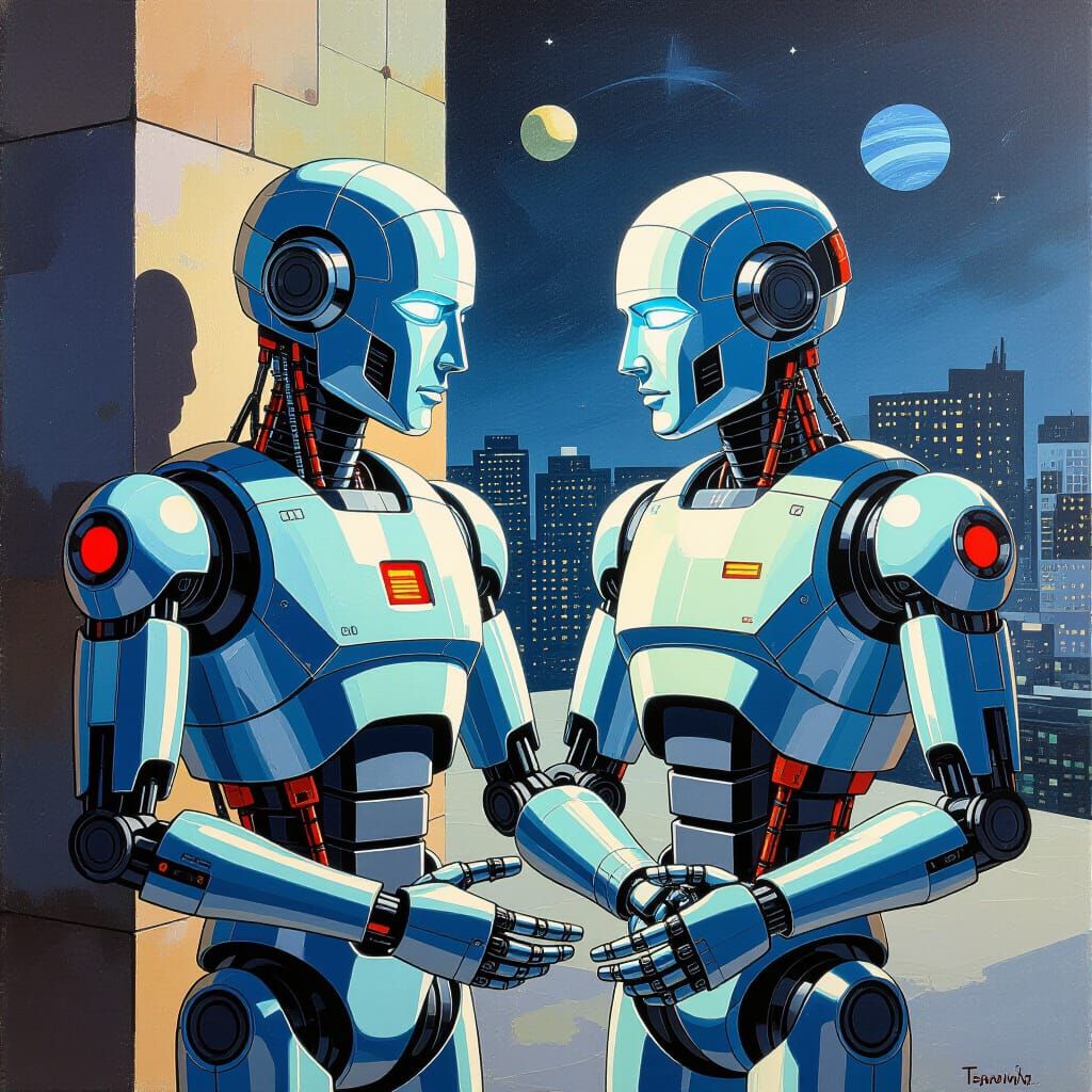 Isaac Asimov's Robots Fail: Gouache Painting