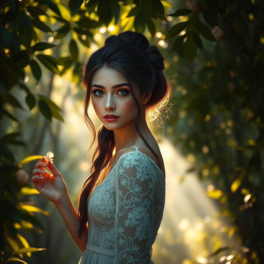 Ethereal Woman in Forest: A Matte Painting