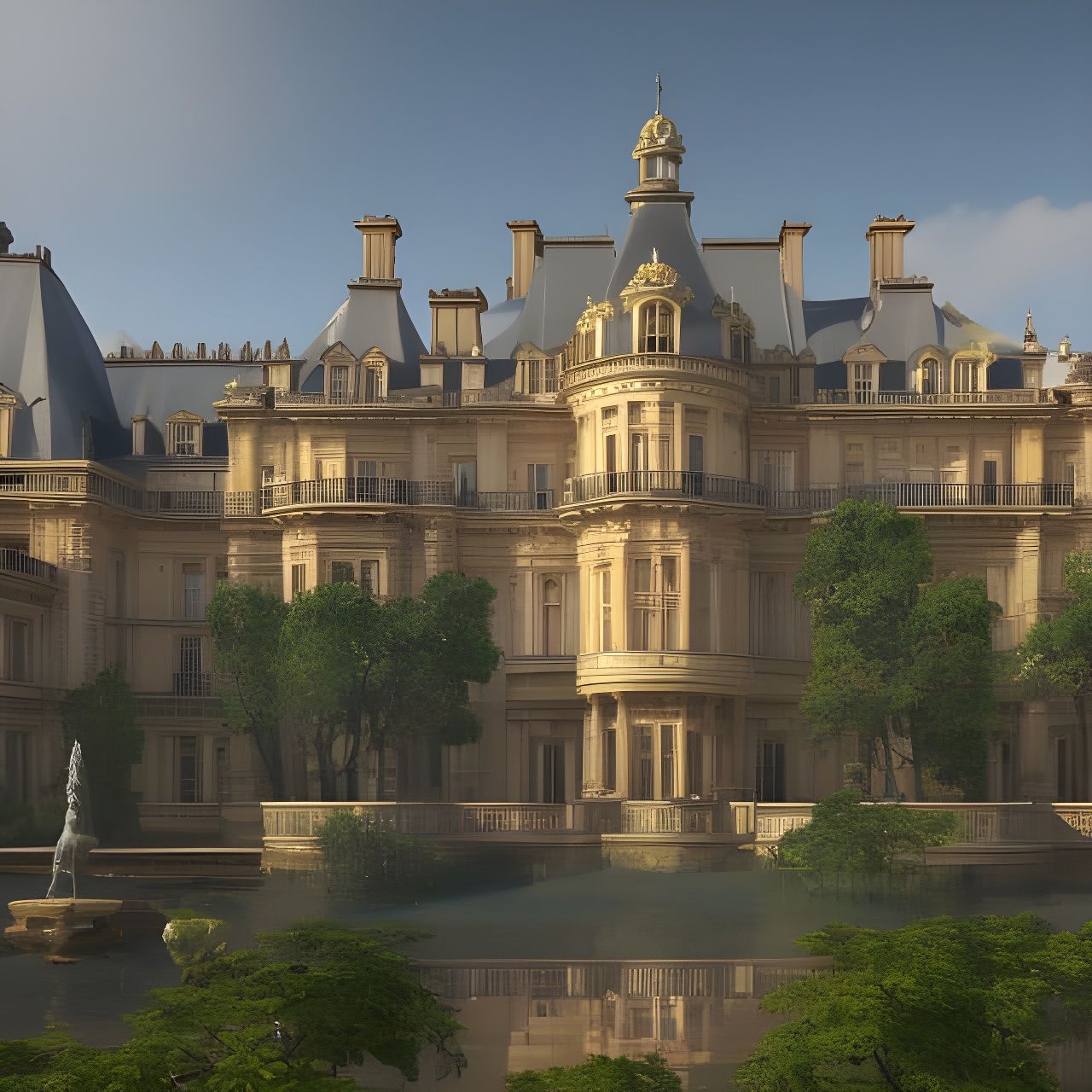 Aerial View of 19th Century French Palace