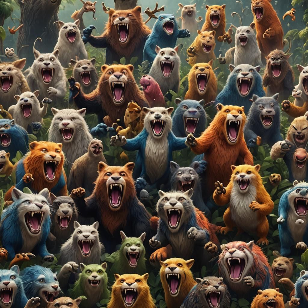 Animals Screaming 'Good Morning' in Detailed Digital Art