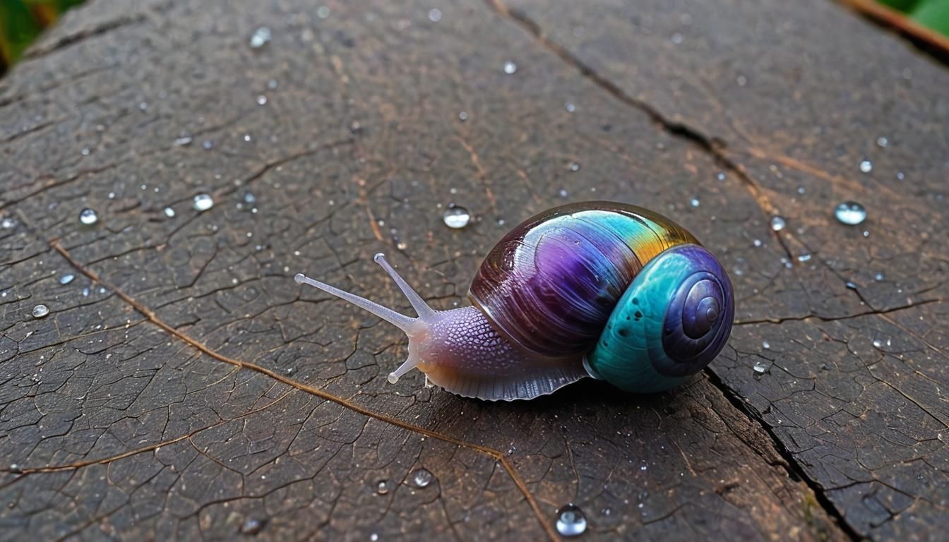 Ethereal Purple Snail on Turquoise Leaf