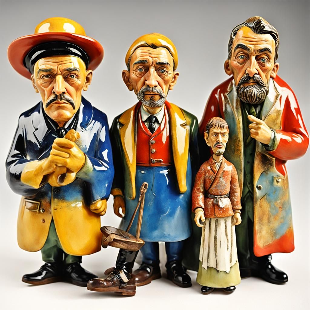 Surreal Action Figures in Expressionist Icon Style