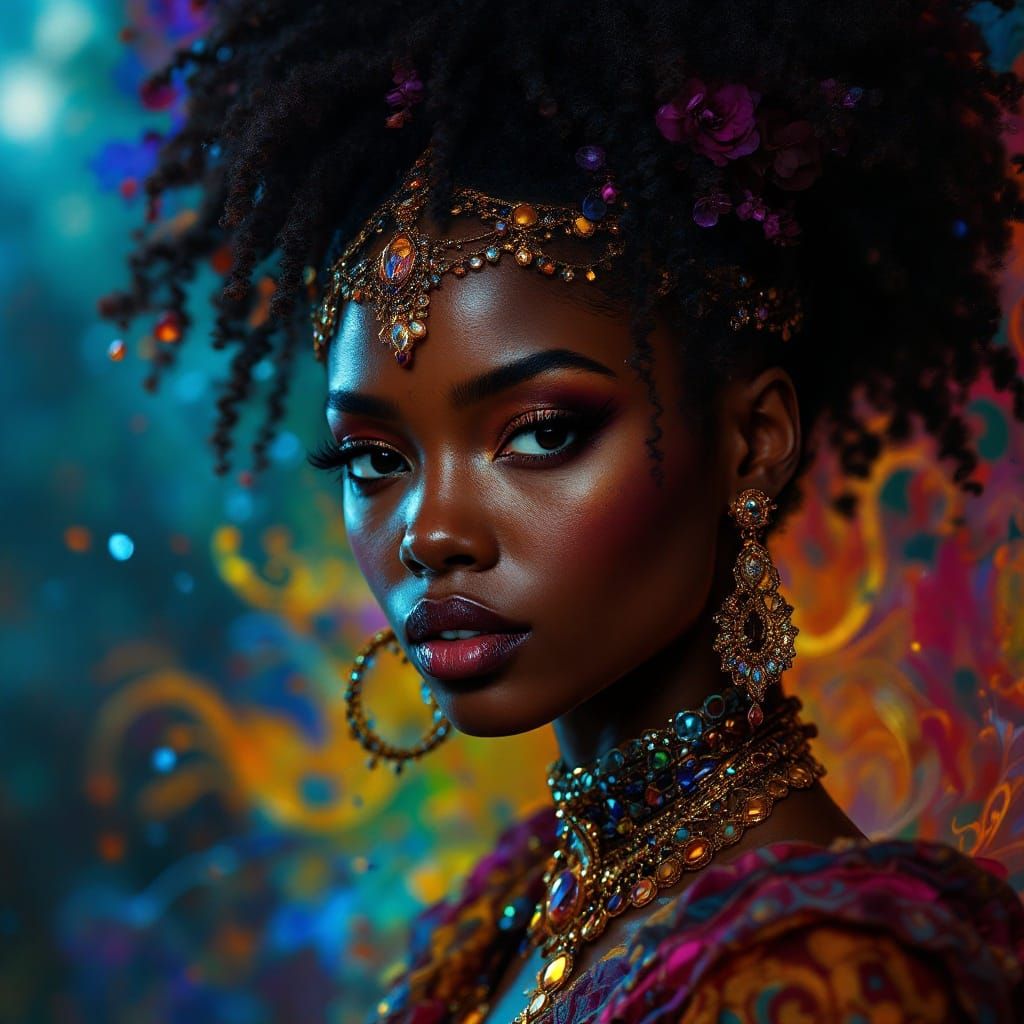 Svelte African Woman in Baroque Style