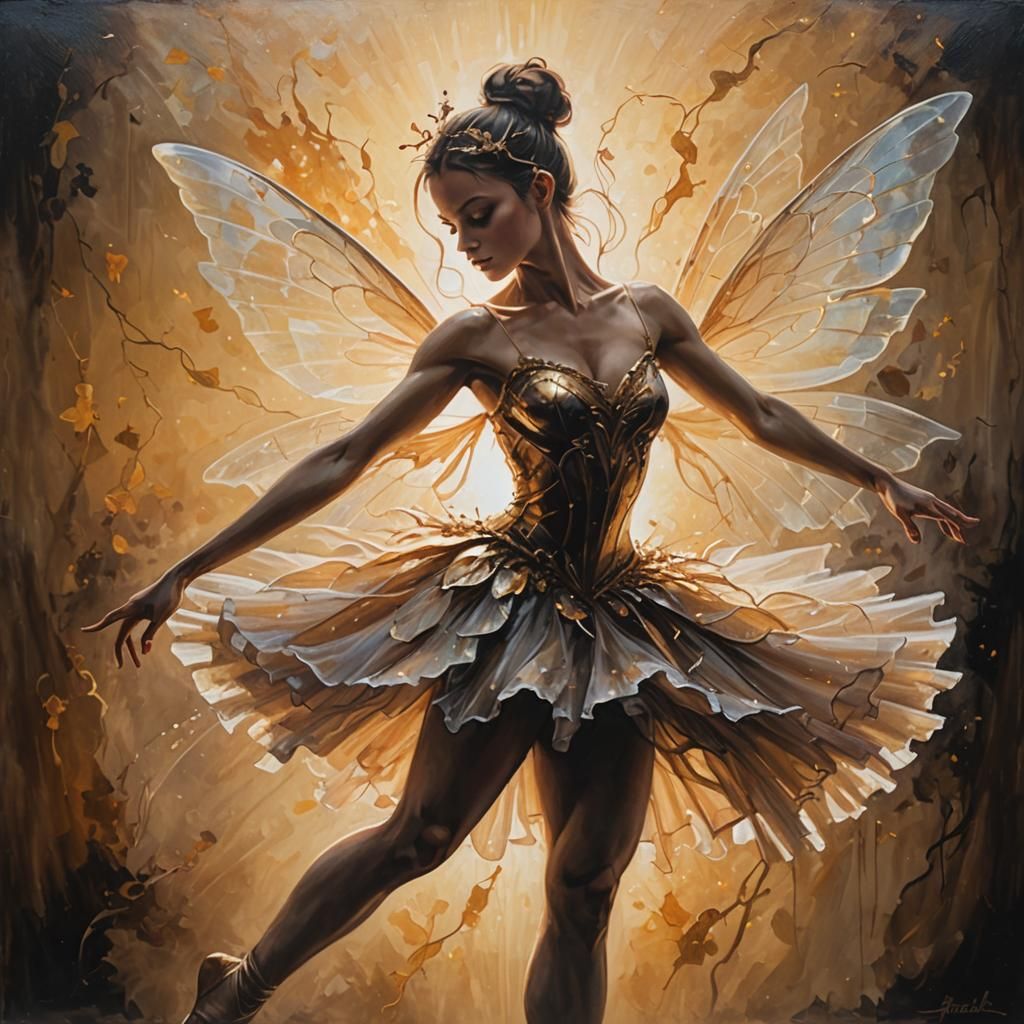 Dark Fantasy Ballerina in Golden Hour Silhouette
