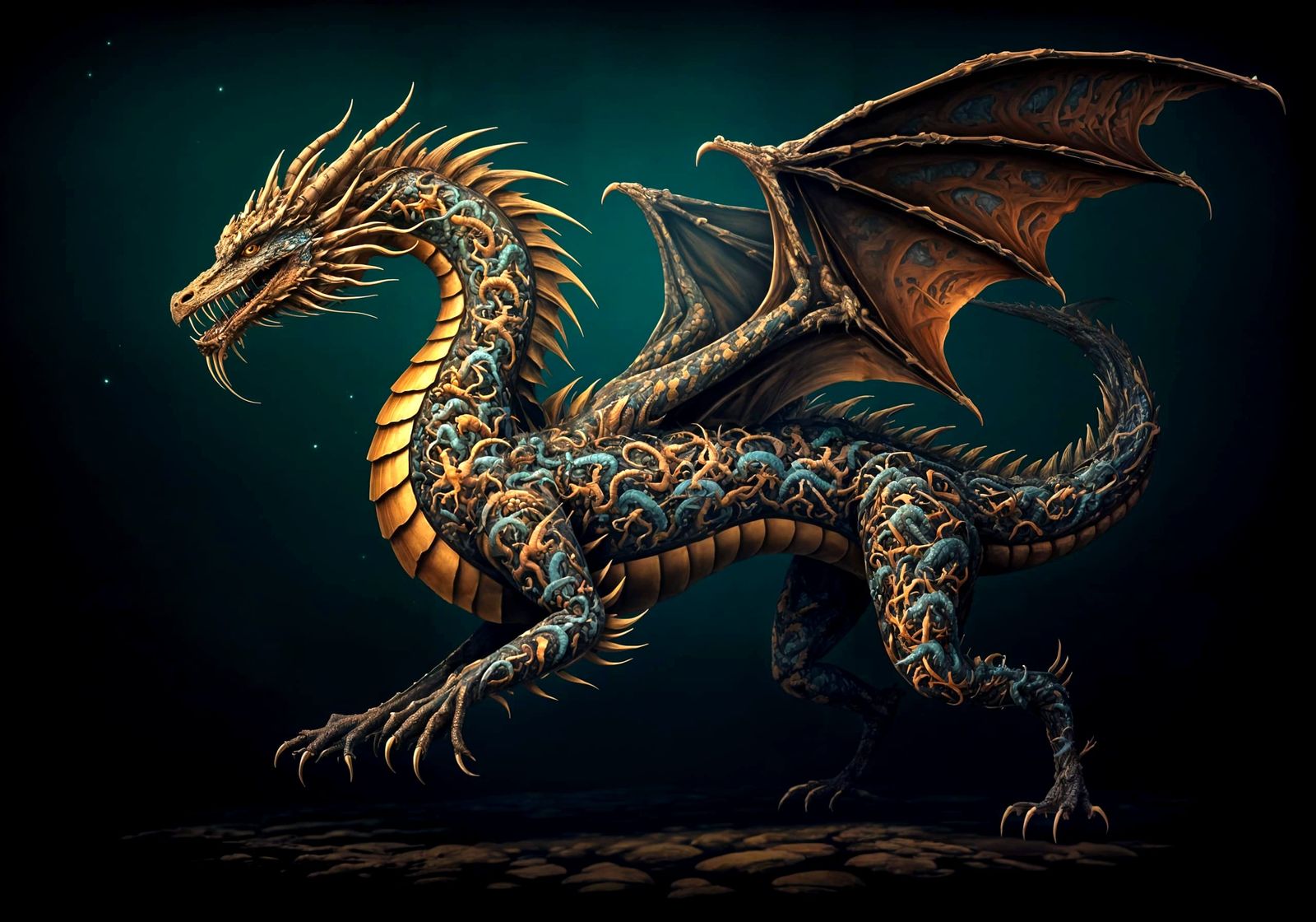 Surreal Dragon Composed of Tiny Dragons