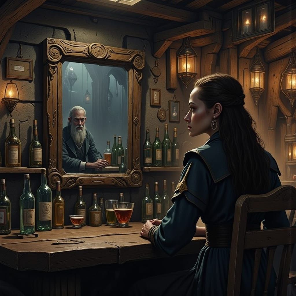 Mysterious Reflection in Sci-Fi Bar