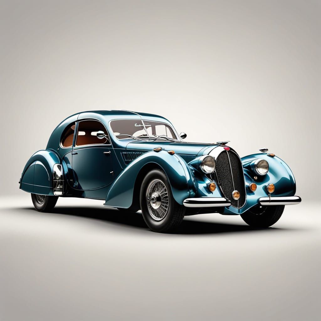 Luxurious 1938 Bugatti Type 57SC Atlantic in Elegant Clipart...