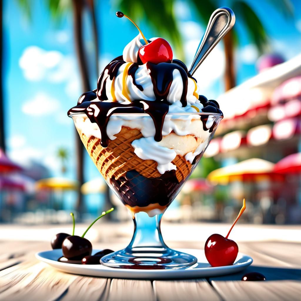 Hyperrealistic Ice Cream Sundae Masterpiece