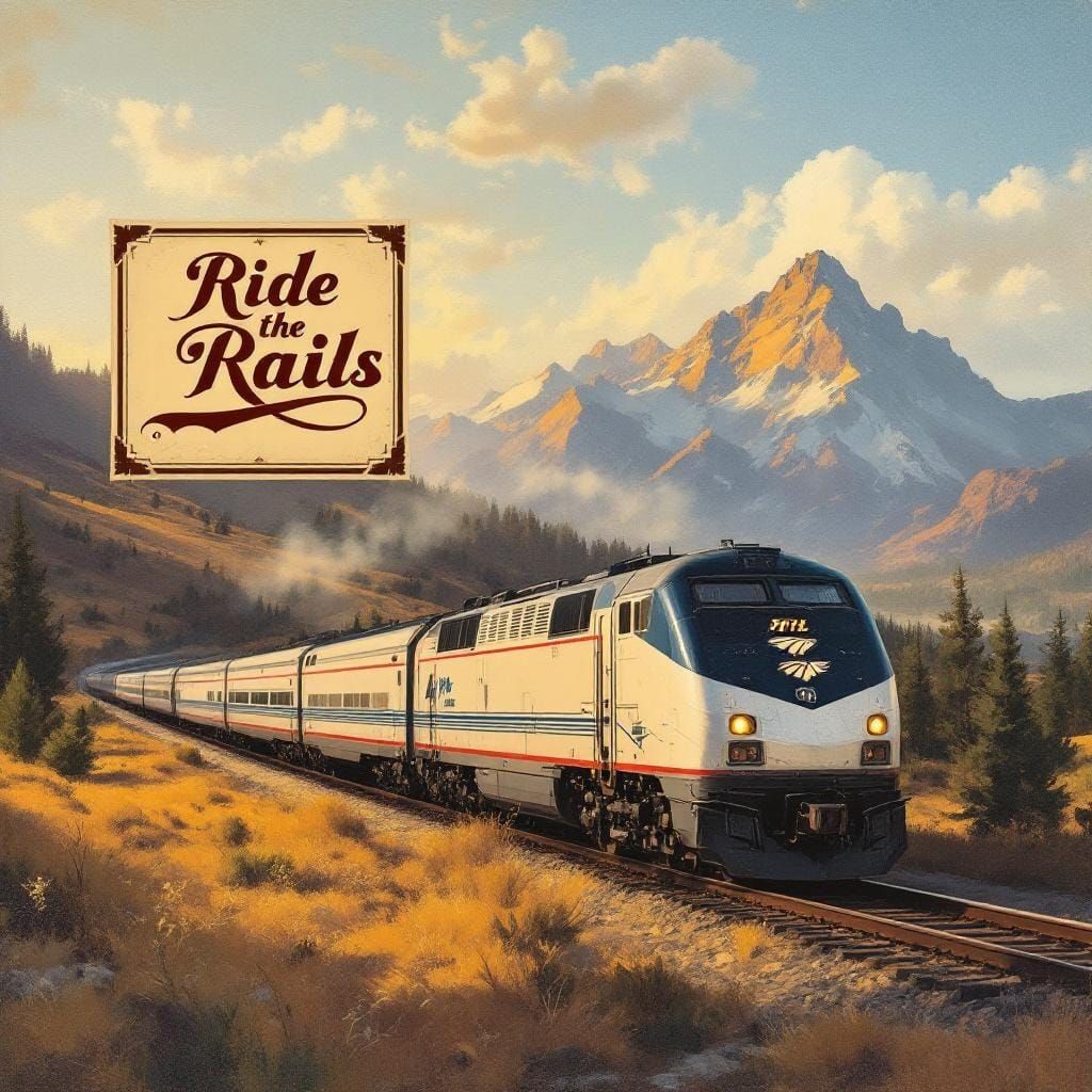 Amtrak Train Journey Through Countryside Landscape