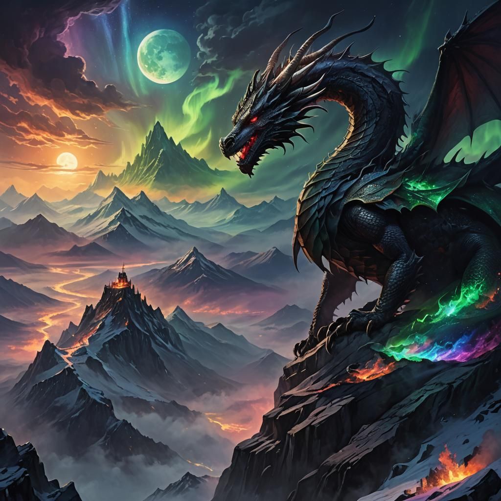 Dragon Priest on Misty Peak: Dark Fantasy Art