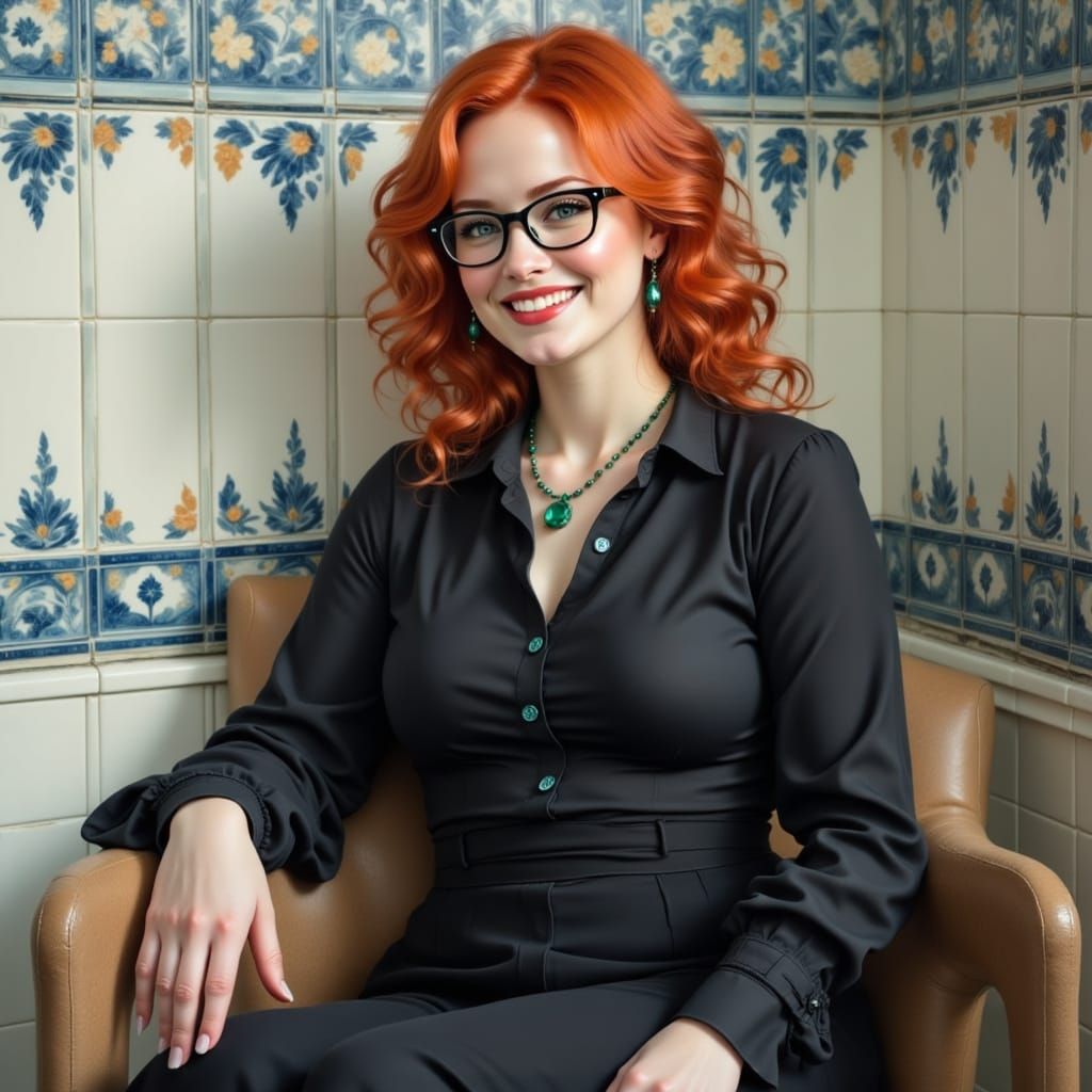 Redhead Portrait in Style of Oil Painting