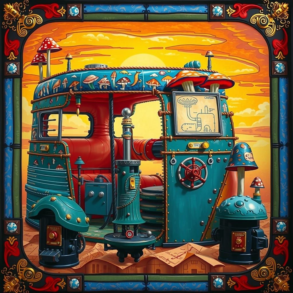 Whimsical Steampunk Cityscape in Hyperreal Style